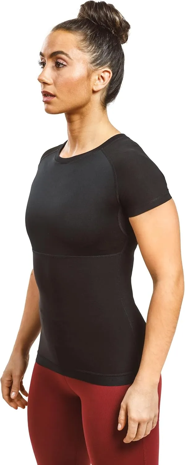 Sweat Shaper Women's Athletic Tee, Short Sleeve High-Performance Compression T-Shirt, Performance Baselayer Workout Shirt
