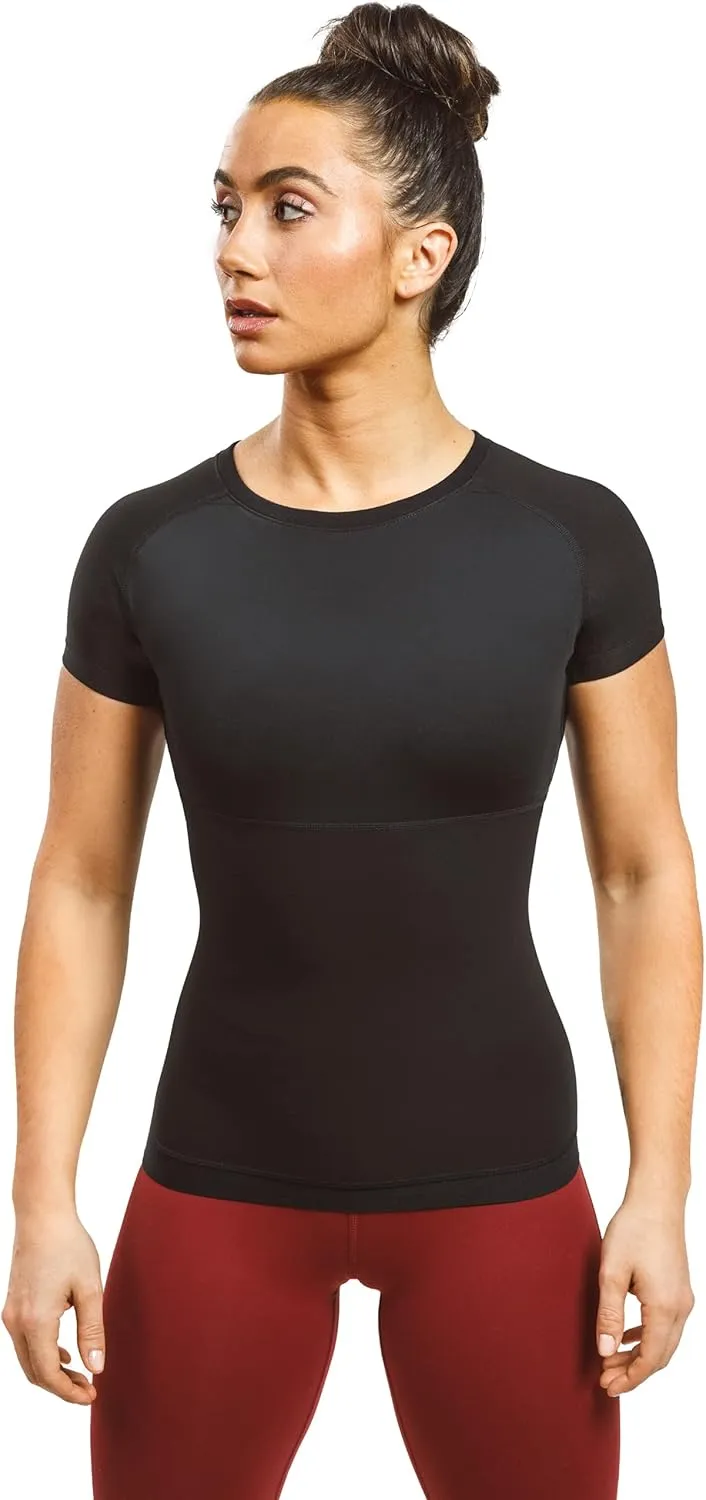 Sweat Shaper Women's Athletic Tee, Short Sleeve High-Performance Compression T-Shirt, Performance Baselayer Workout Shirt