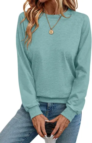 Syellowafter Womens Long Sleeve Shirts Crewneck Fall Tops Casual Loose Fit Basic Pullover Top