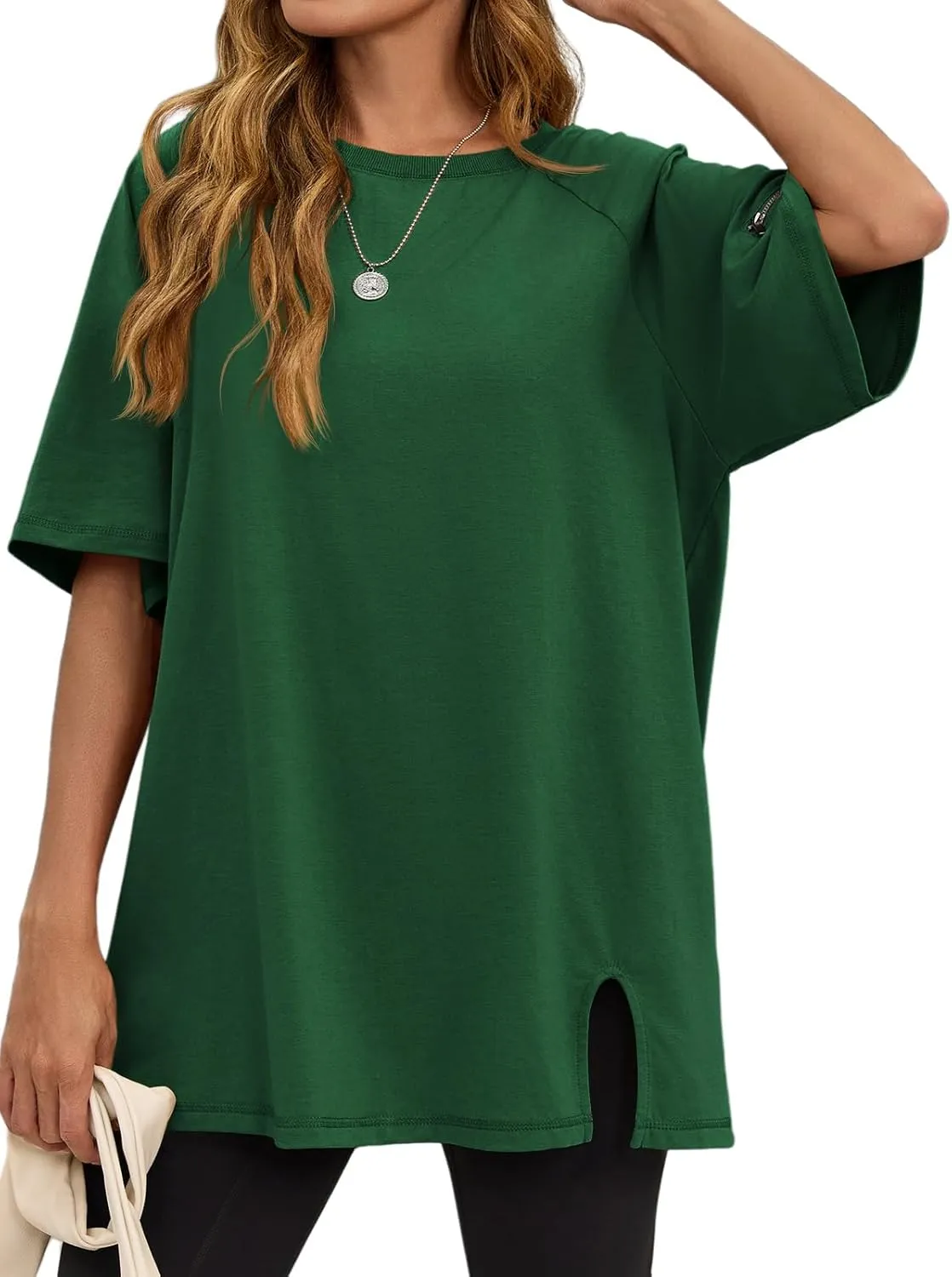 Tankaneo Womens Oversized Workout Tshirts Split Hem Raglan Short Sleeve Tops Summer Casual Loose Fit Tee Shirt