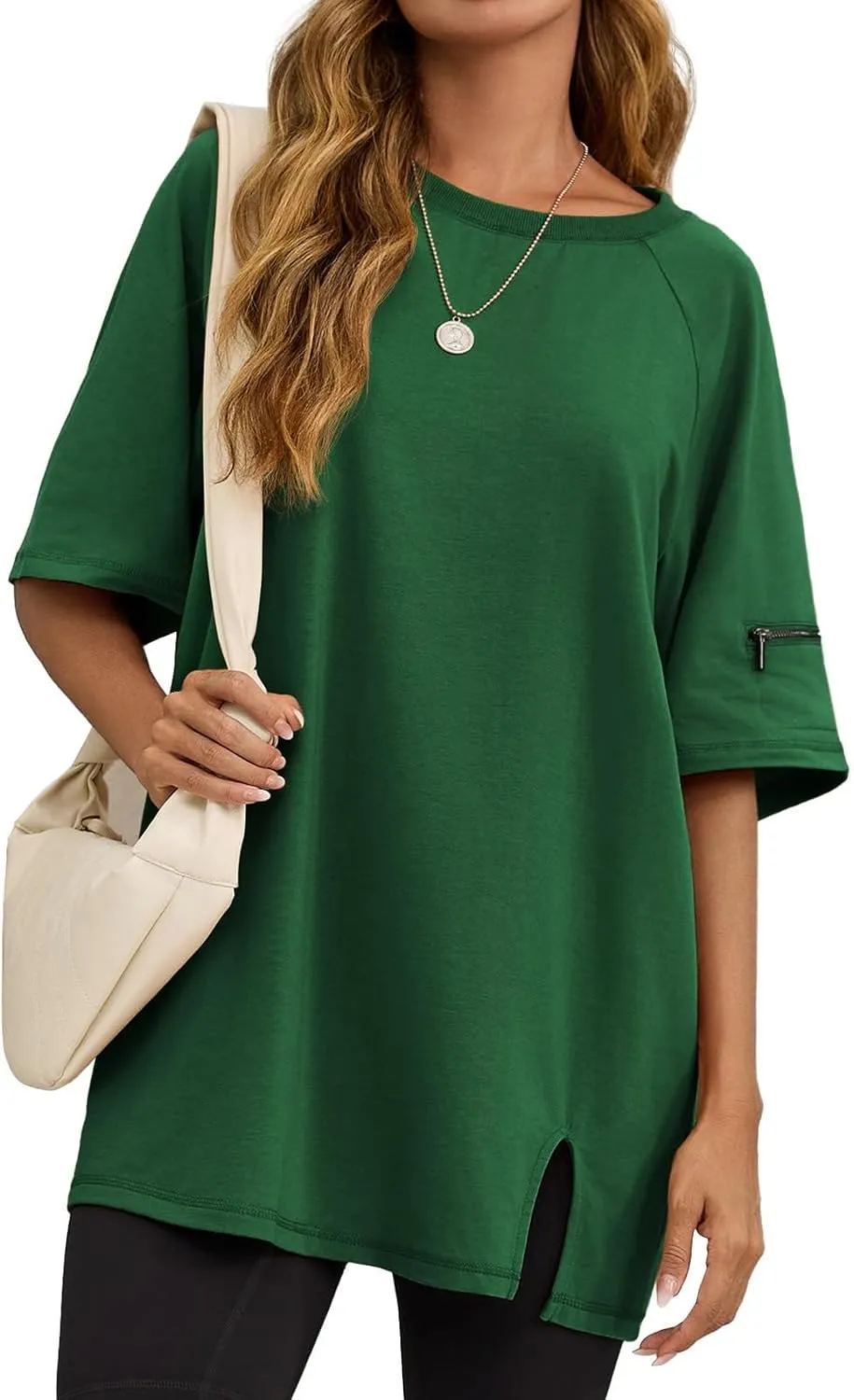 Tankaneo Womens Oversized Workout Tshirts Split Hem Raglan Short Sleeve Tops Summer Casual Loose Fit Tee Shirt