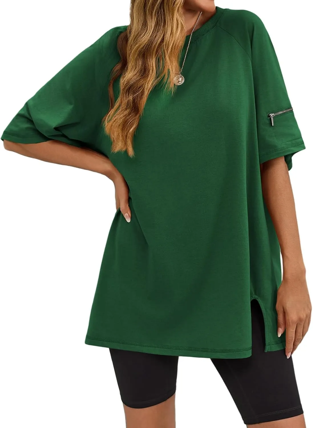 Tankaneo Womens Oversized Workout Tshirts Split Hem Raglan Short Sleeve Tops Summer Casual Loose Fit Tee Shirt