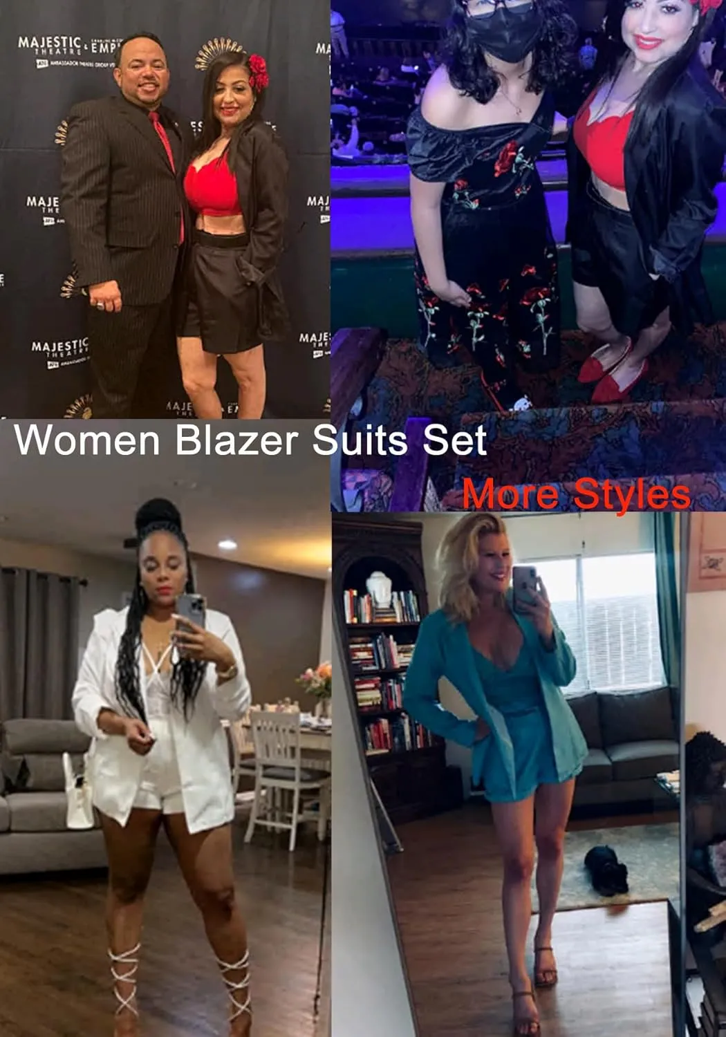Tcremisa Blazer Shorts Set for Women 2 Piece Long Sleeve Open Front Blazers Short Suits Business Outfits with Belt