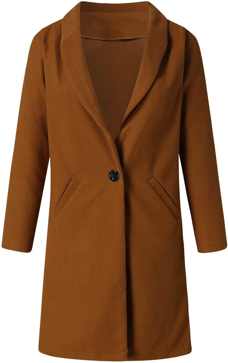 Trench Coat for Women 2024 Single Breasted Wool Pea Coats Causal Notch Lapel Windproof Long Overcoat Outwear
