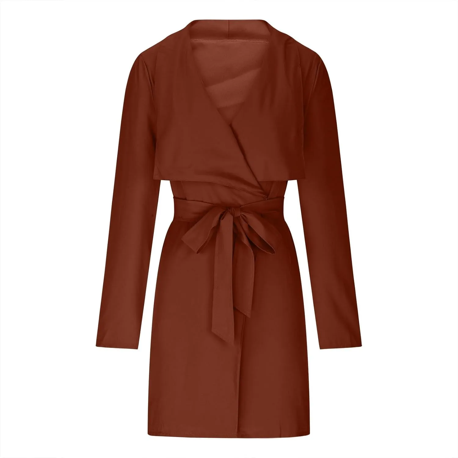 Trench Coat for Women Lightweight V Neck Fall Outfit Long Sleeve Belted Casual Pea Coat Office Work Jackets