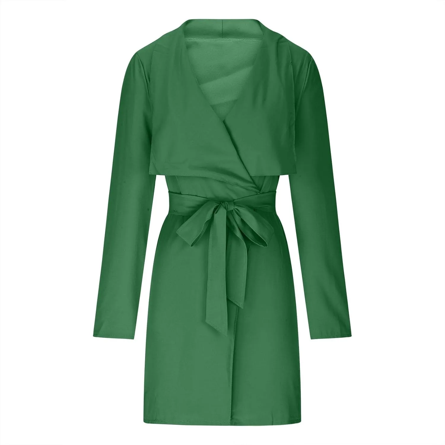 Trench Coat for Women Lightweight V Neck Fall Outfit Long Sleeve Belted Casual Pea Coat Office Work Jackets