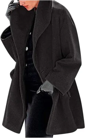 Trench Coat Sleeve Casual Fuzzy Jacket Loose Fitting Warm Winter Outwear Fashion Lapel Jacket Hooded Trench Coat