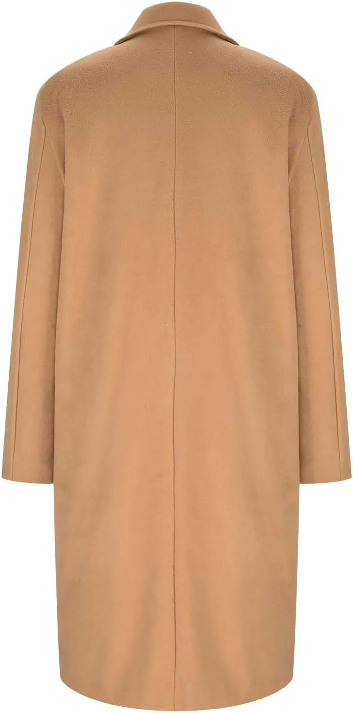 Trench Coat Women 2024 Winter Warm Wool Blend Pea Coat Casual Double Breasted Notched Lapel Overcoats Outwear