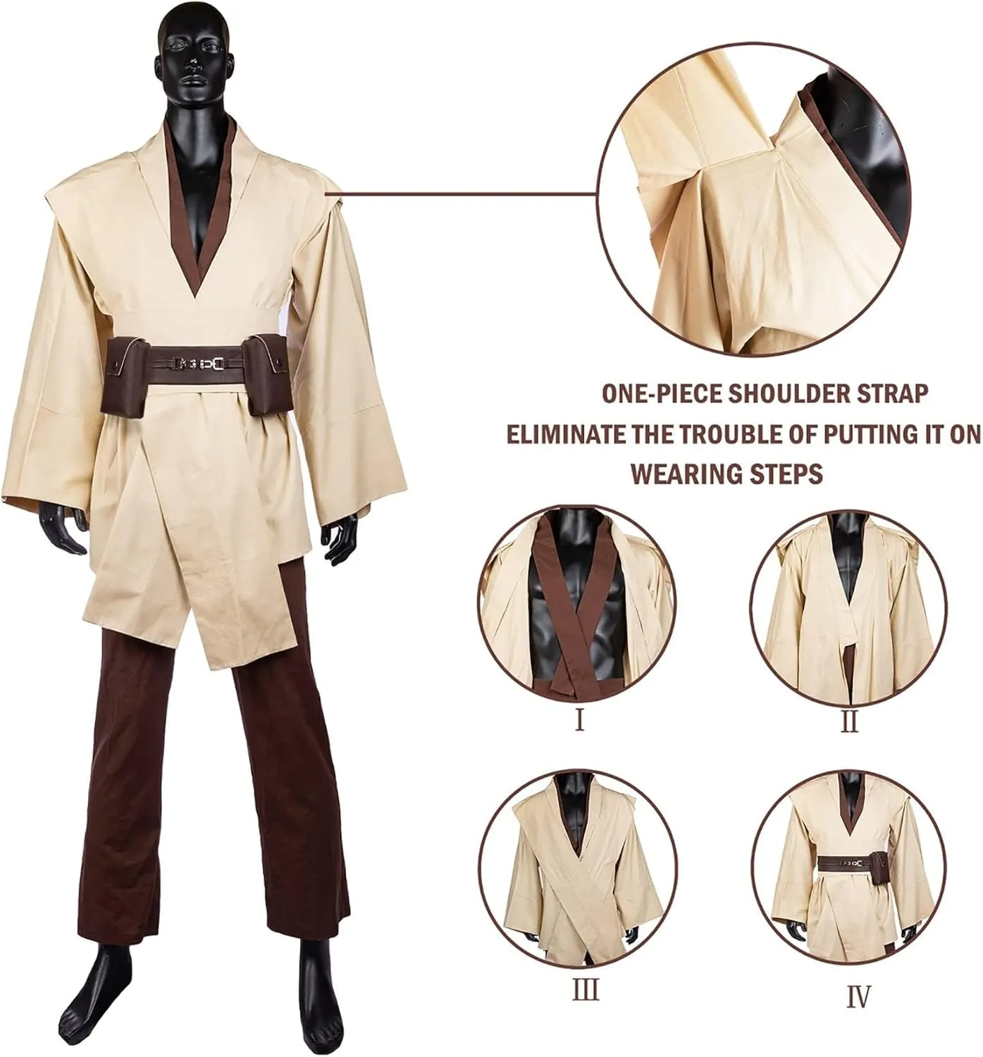 Tunic Costume Adult Men Tunic Robe Cosplay Halloween Costume Hooded Uniform Full Set Cloak Outfit