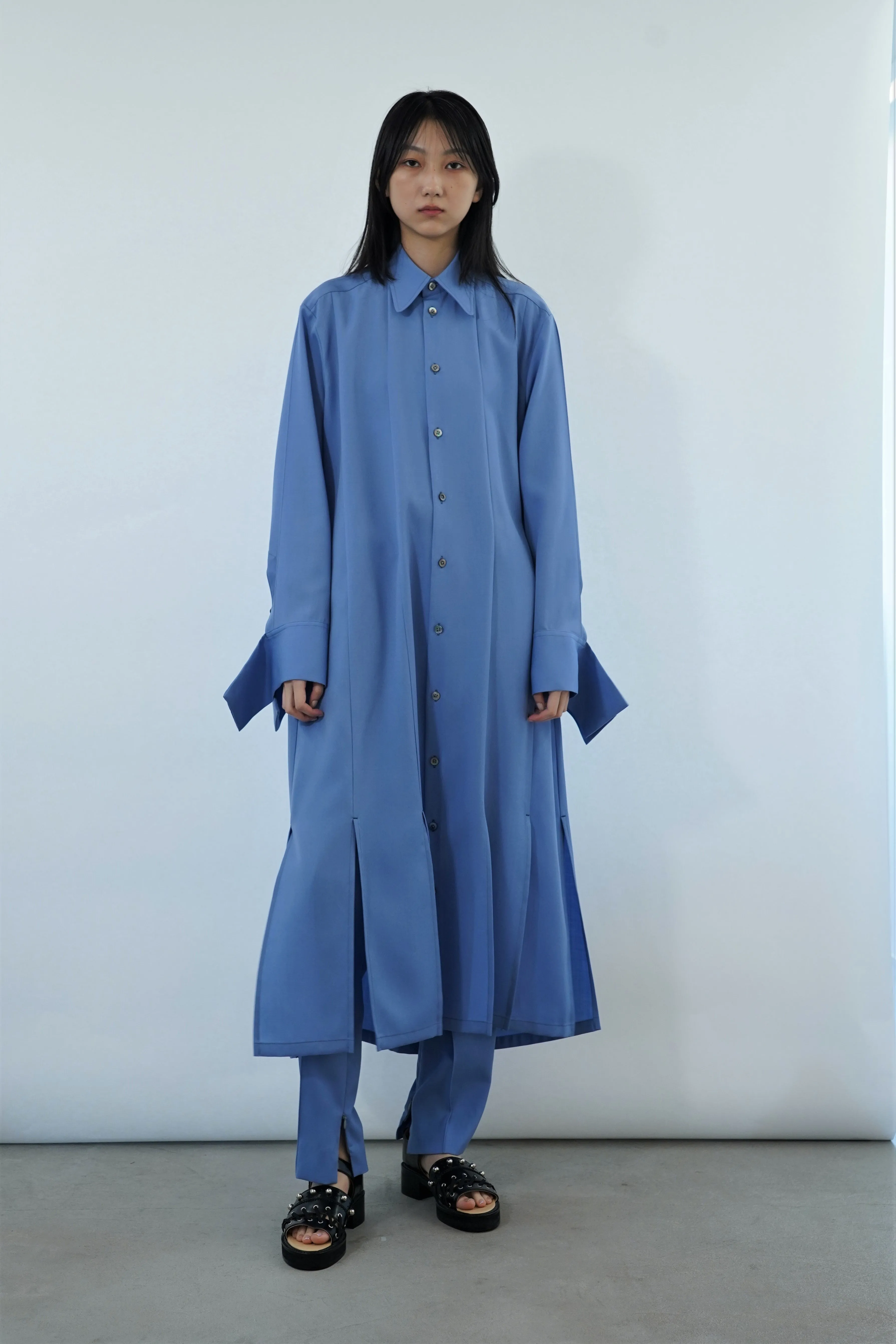 UJOH Long Sleeve Slit Shirts Dress