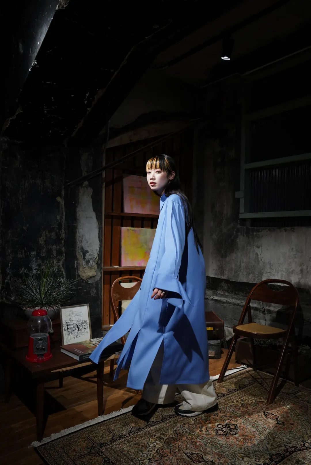 UJOH Long Sleeve Slit Shirts Dress
