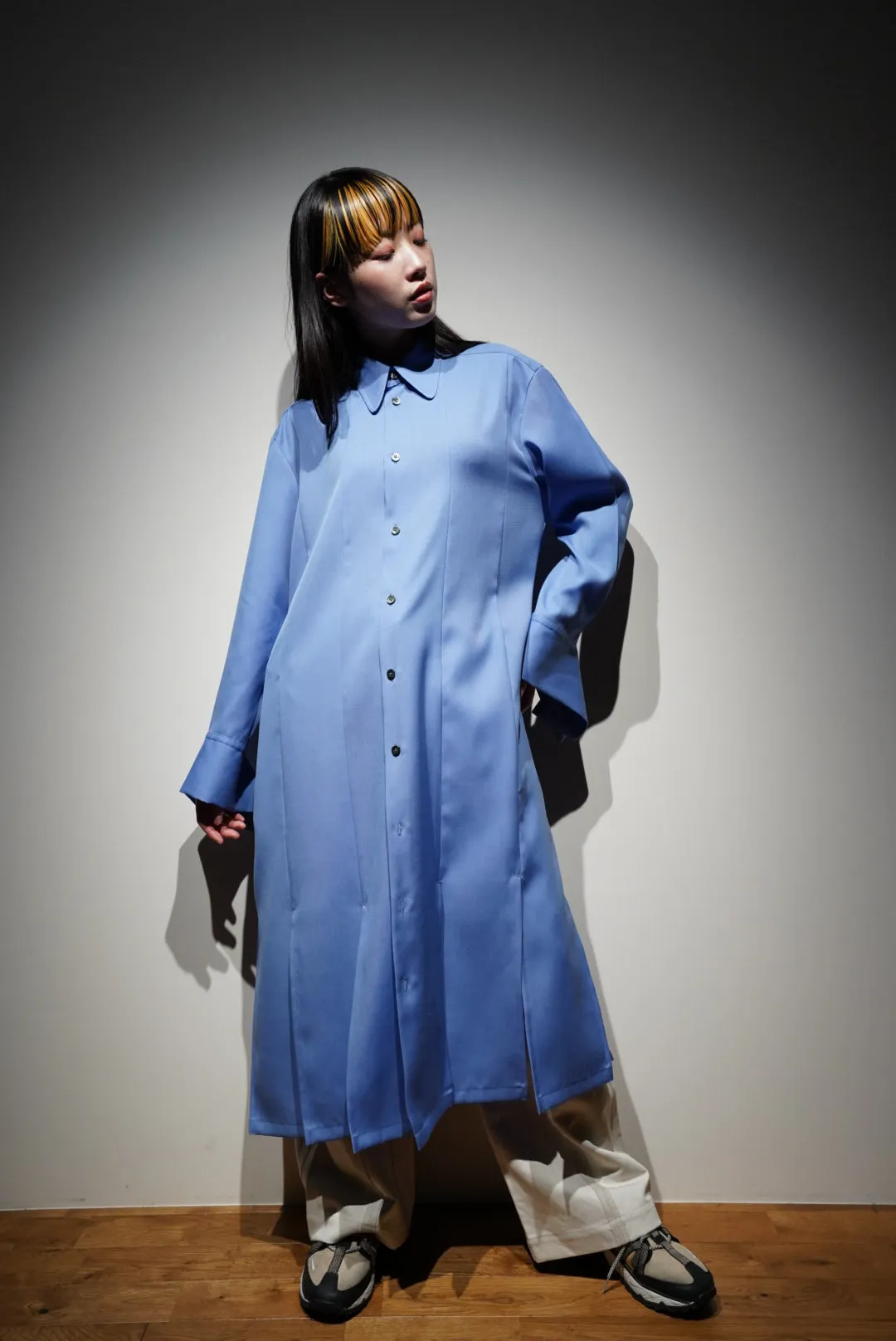 UJOH Long Sleeve Slit Shirts Dress