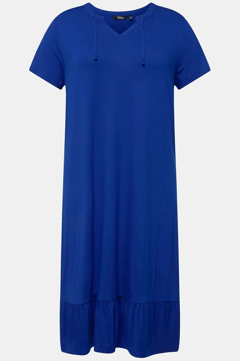 Ulla Popken Womenswear Plus Size Curvy A-Line Split Neck Short Sleeve Midi Dress 829639