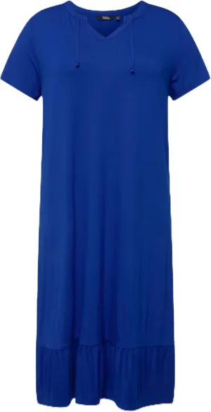 Ulla Popken Womenswear Plus Size Curvy A-Line Split Neck Short Sleeve Midi Dress 829639