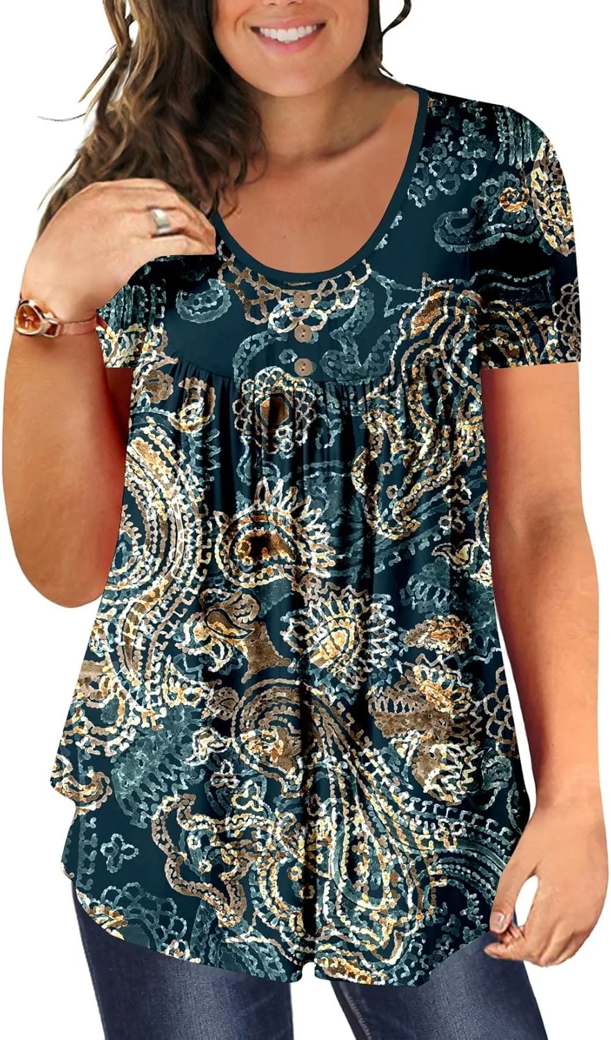 Ulovmi Plus Size Tunic Tops For Women Summer Blouses Casual Shirts