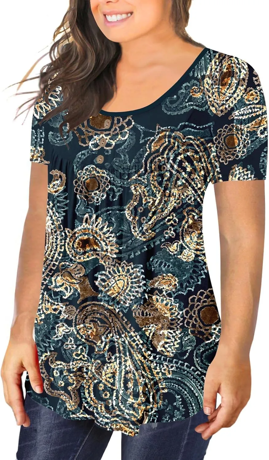 Ulovmi Plus Size Tunic Tops For Women Summer Blouses Casual Shirts