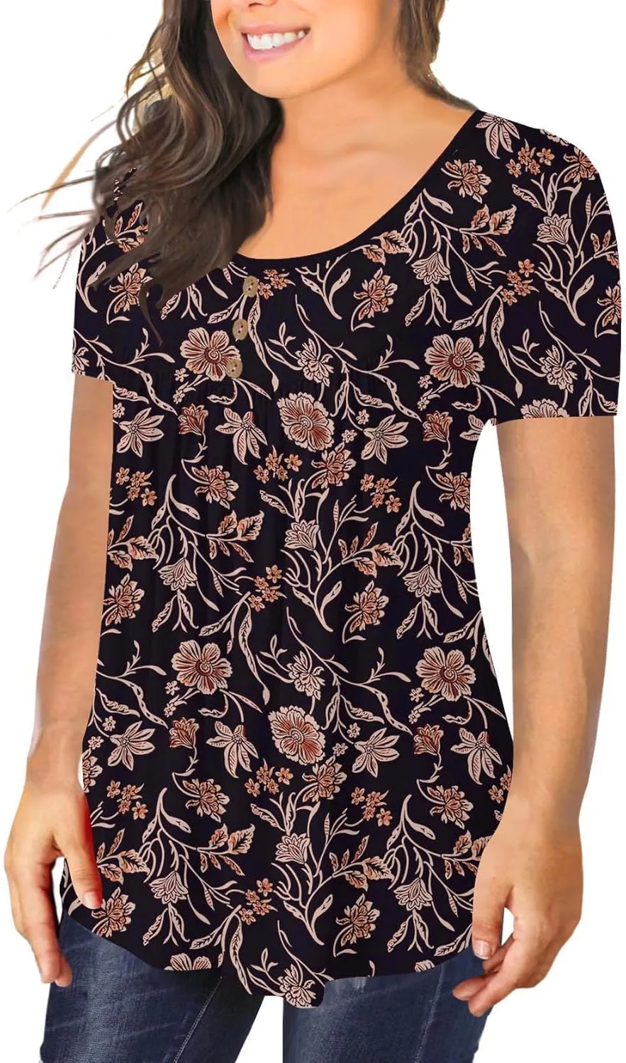 Ulovmi Plus Size Tunic Tops For Women Summer Blouses Casual Shirts