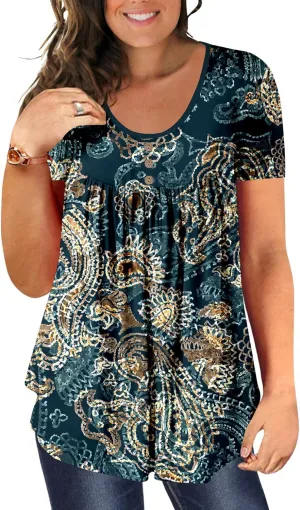 Ulovmi Plus Size Tunic Tops For Women Summer Blouses Casual Shirts