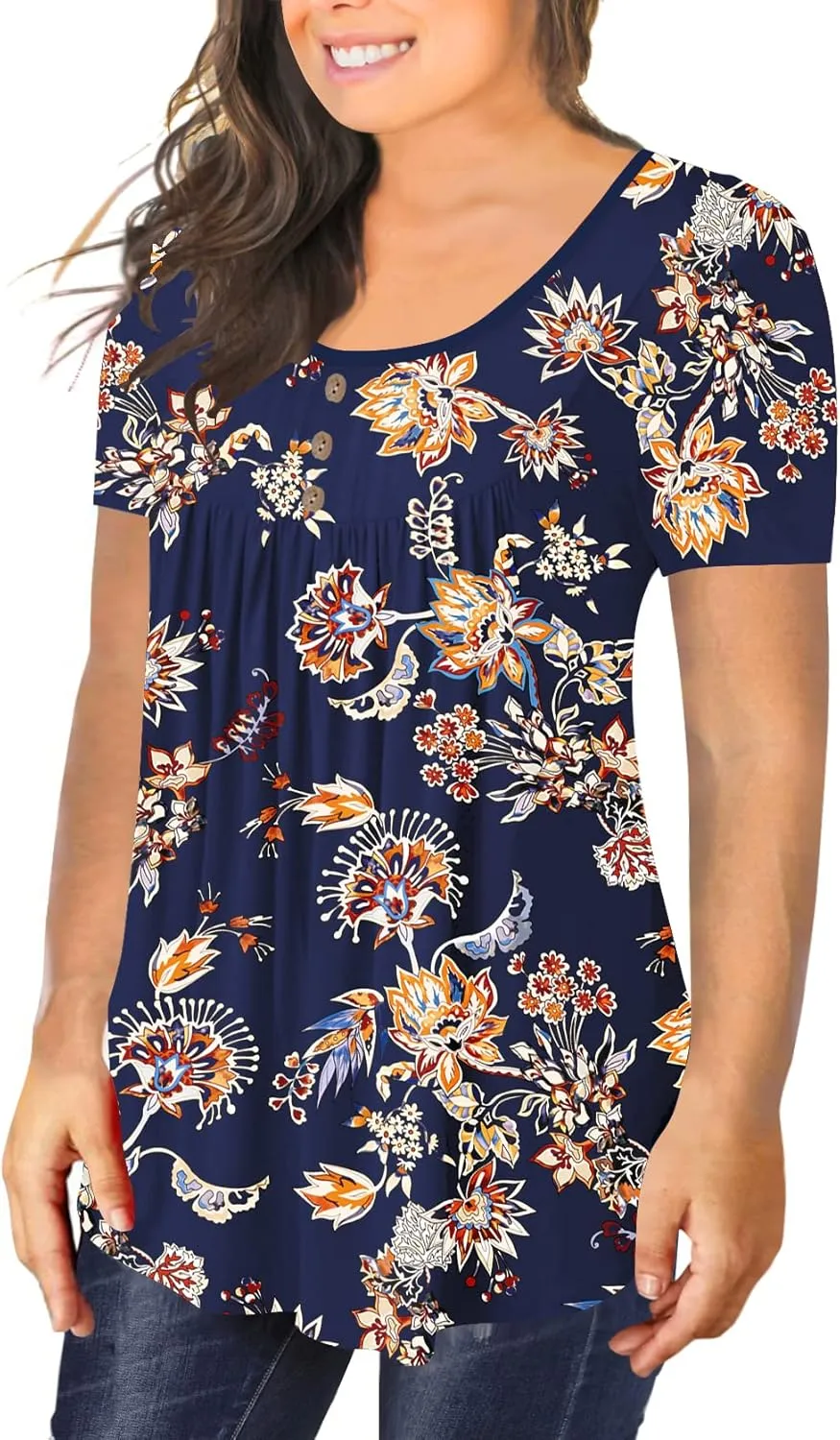 Ulovmi Plus Size Tunic Tops For Women Summer Blouses Casual Shirts