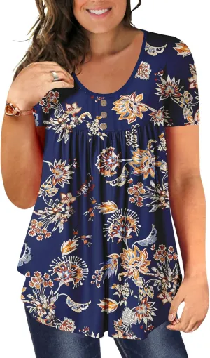 Ulovmi Plus Size Tunic Tops For Women Summer Blouses Casual Shirts