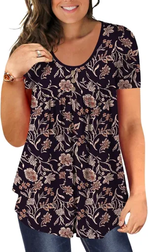 Ulovmi Plus Size Tunic Tops For Women Summer Blouses Casual Shirts