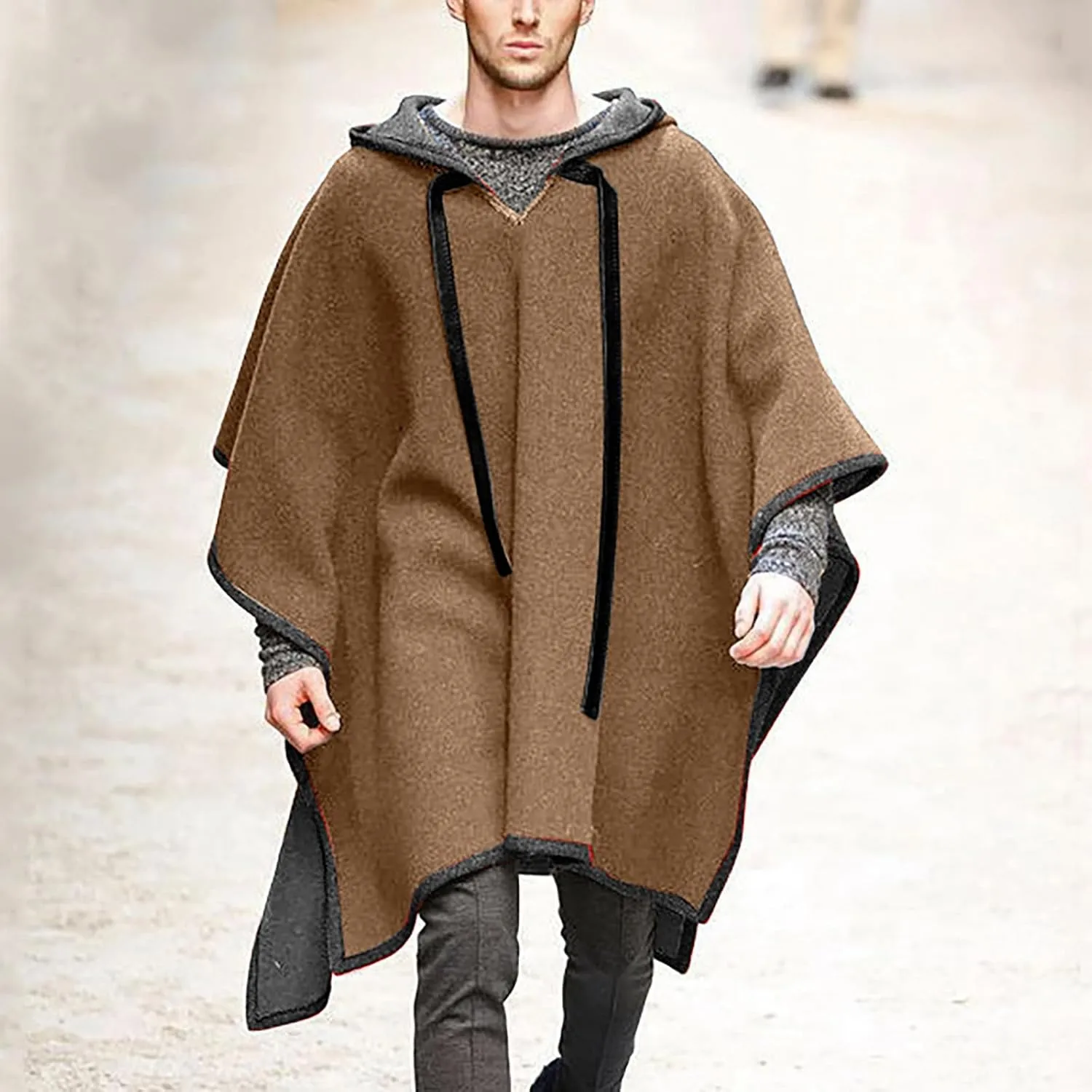 Unisex Casual Hooded Poncho Cape Cloak Fashion Coat Hoodie Pullover Casual Asymmetric Hem Hoodie Sweatshirts