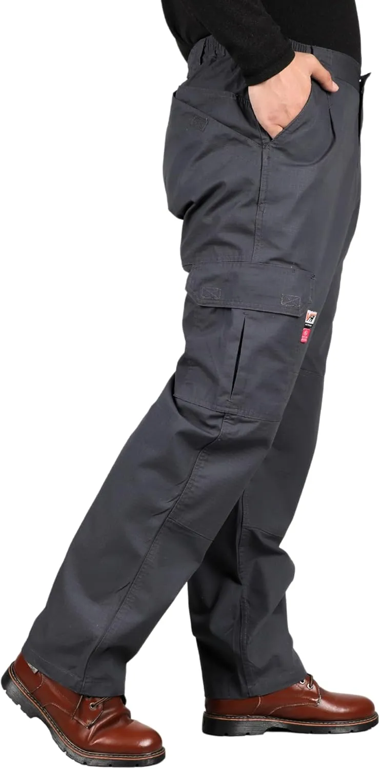 VATRENUS Men's FR Cargo Pants-10pockets Relax Fit Lightweight 6oz Rip-Stop Flame Resistant Jeans Water Repellent Finish