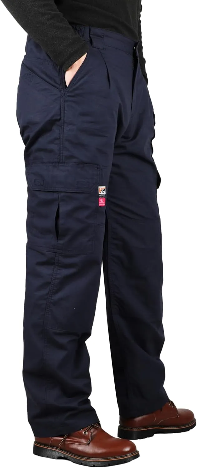VATRENUS Men's FR Cargo Pants-10pockets Relax Fit Lightweight 6oz Rip-Stop Flame Resistant Jeans Water Repellent Finish