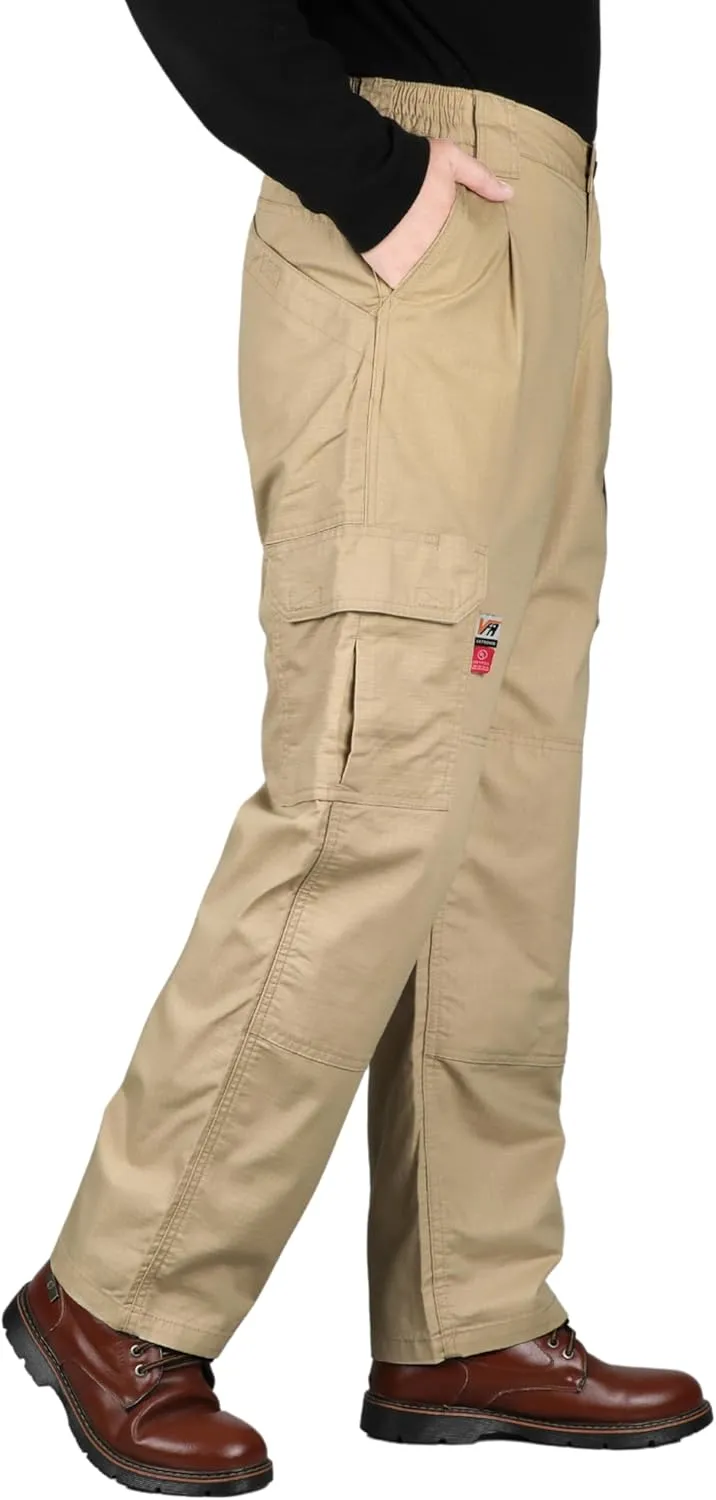VATRENUS Men's FR Cargo Pants-10pockets Relax Fit Lightweight 6oz Rip-Stop Flame Resistant Jeans Water Repellent Finish