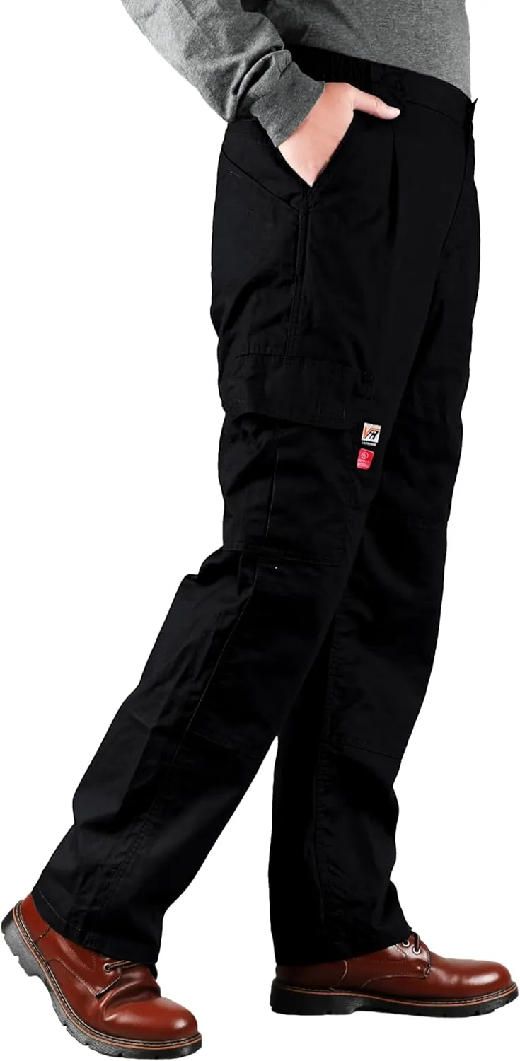 VATRENUS Men's FR Cargo Pants-10pockets Relax Fit Lightweight 6oz Rip-Stop Flame Resistant Jeans Water Repellent Finish