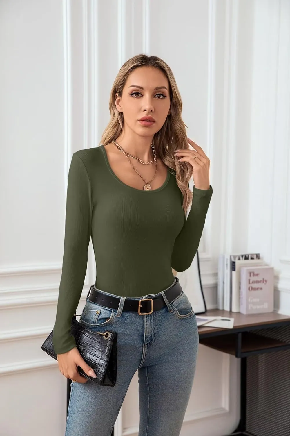 VICHYIE Summer Women's Scoop Neck Short Sleeve Shirts Ribbed Slim Fitted Casual Basic Top Blouses