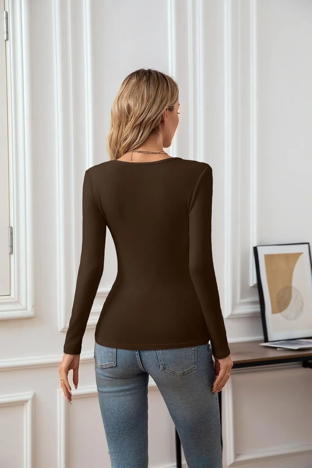 VICHYIE Summer Women's Scoop Neck Short Sleeve Shirts Ribbed Slim Fitted Casual Basic Top Blouses