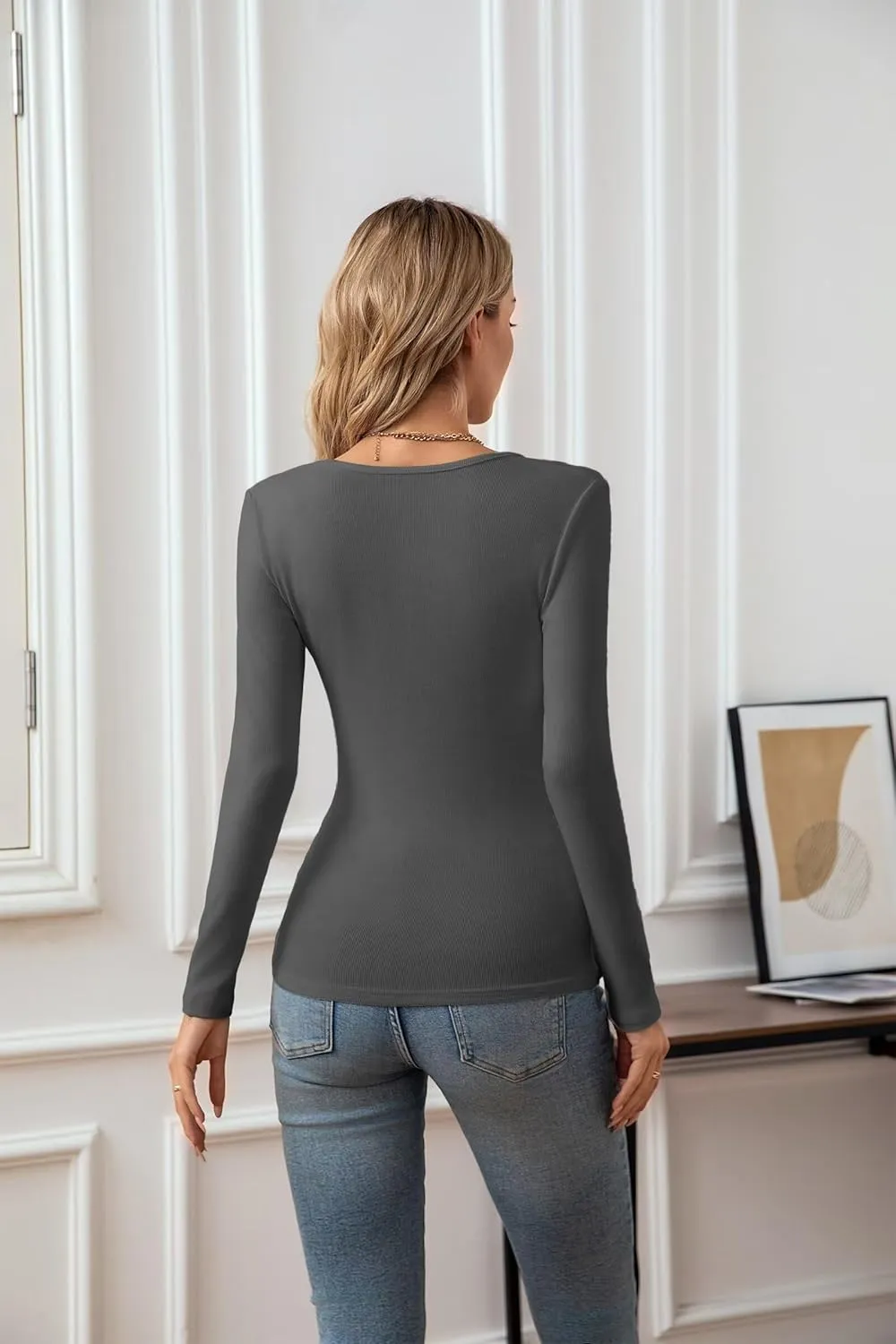 VICHYIE Summer Women's Scoop Neck Short Sleeve Shirts Ribbed Slim Fitted Casual Basic Top Blouses
