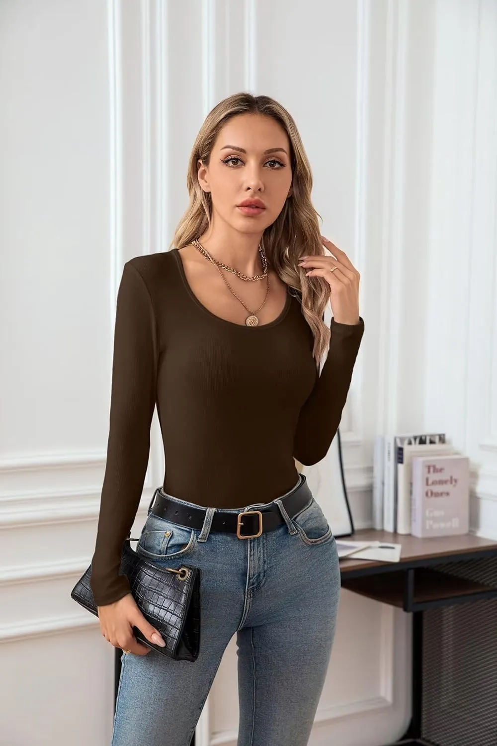 VICHYIE Summer Women's Scoop Neck Short Sleeve Shirts Ribbed Slim Fitted Casual Basic Top Blouses