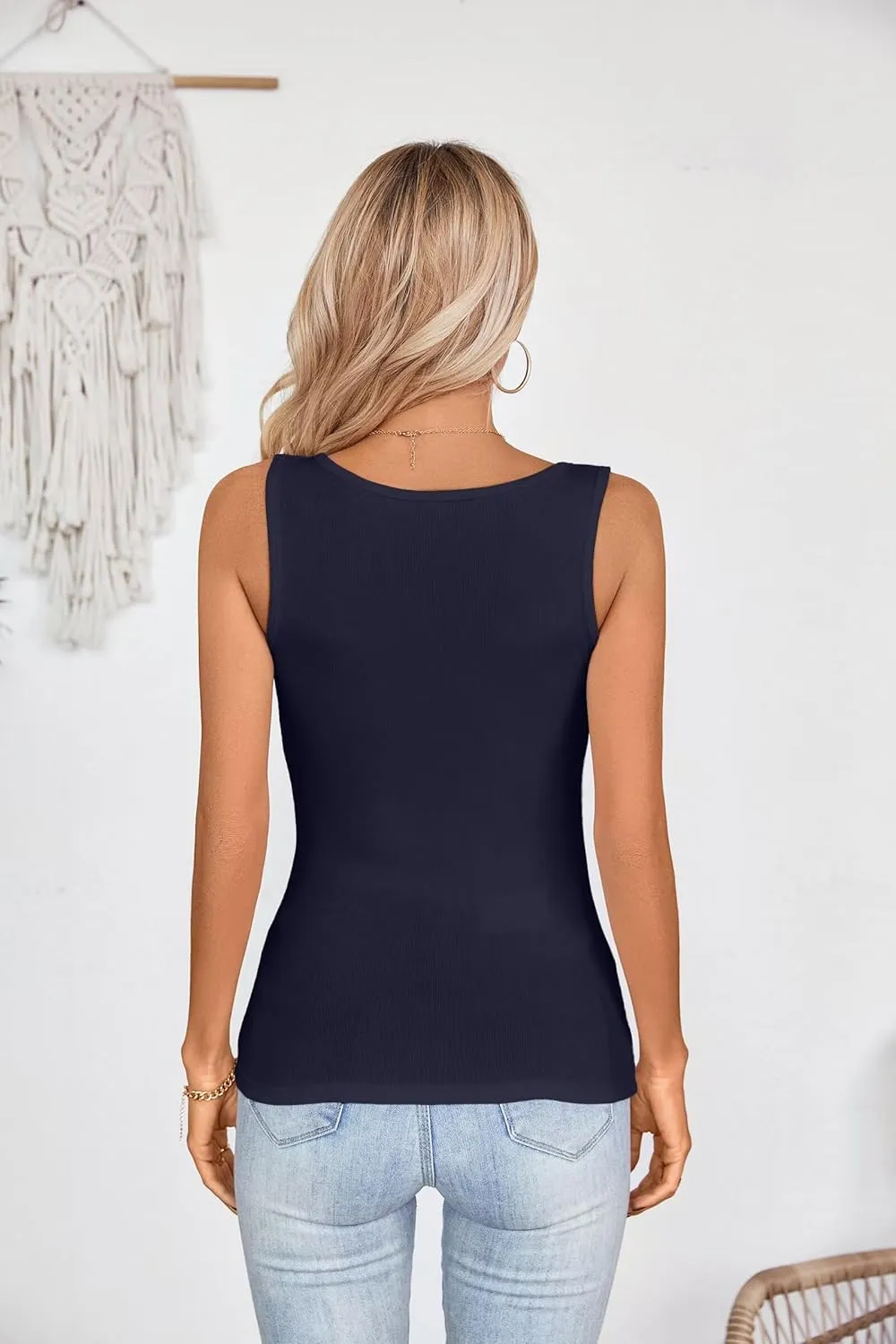 VICHYIE Womens Summer Cutout Tank Tops Sleeveless Shirts Ribbed Tanks Slim Fitted Y2K Sexy Basic Tee Shirt