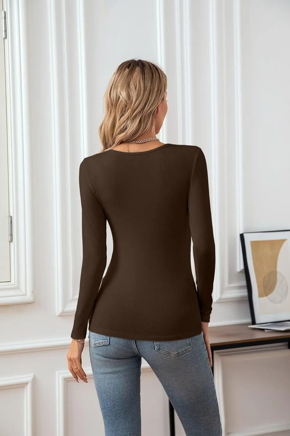 VICHYIE Womens Tops V Neck Summer Short Sleeve Casual Slim Fitted Tshirt
