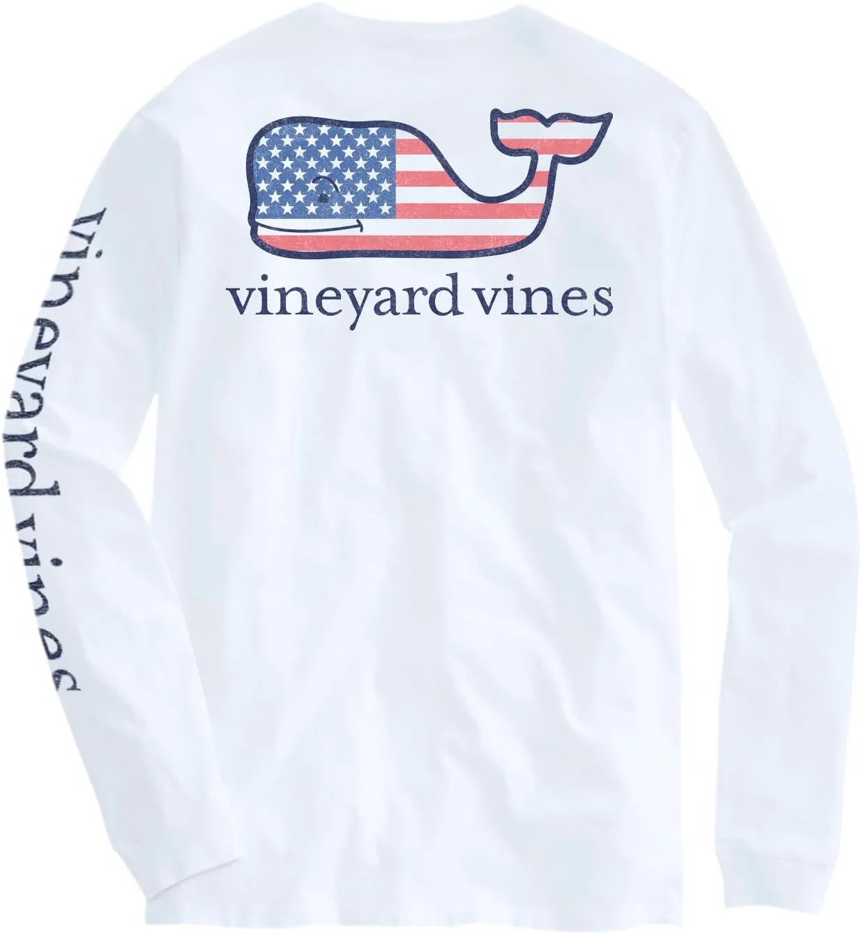 vineyard vines Men's Flag Whale Long-Sleeve Pocket Tee