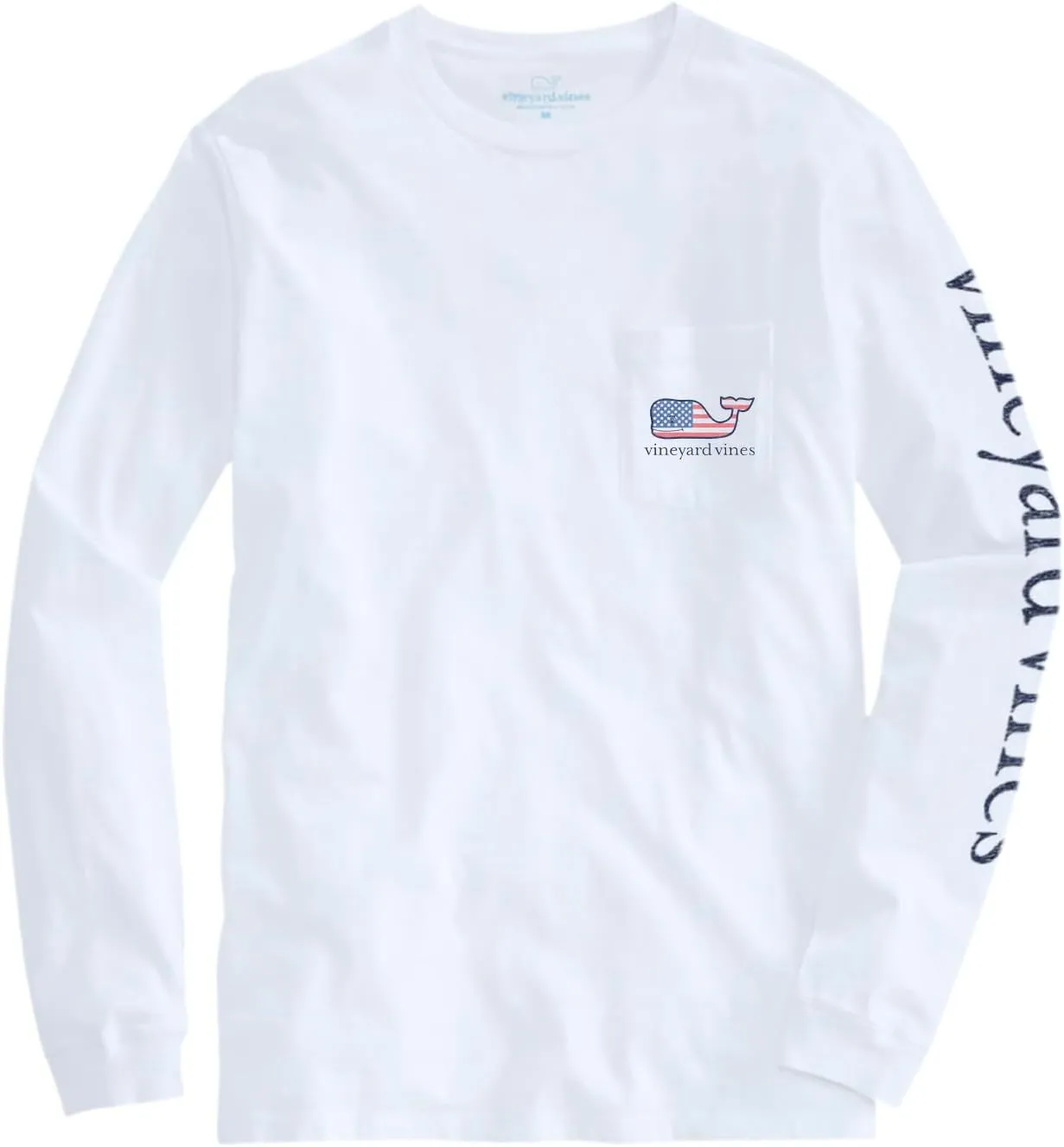 vineyard vines Men's Flag Whale Long-Sleeve Pocket Tee