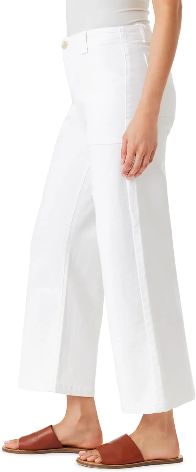 WallFlower Women's Fearless Curvy Wide Leg High-Rise Juniors 27" Ankle Denim and Twill Pants