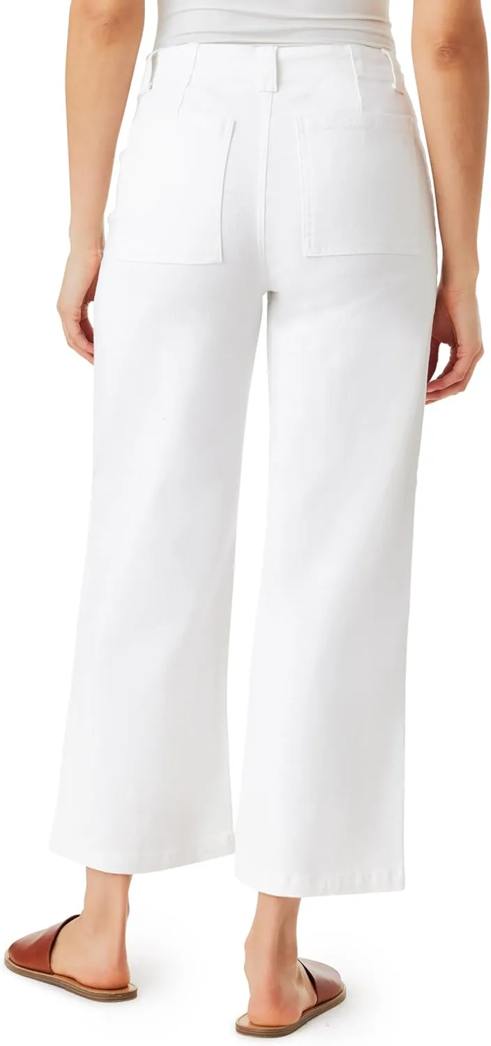 WallFlower Women's Fearless Curvy Wide Leg High-Rise Juniors 27" Ankle Denim and Twill Pants