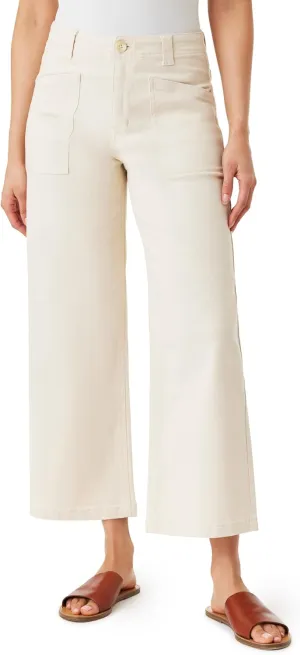 WallFlower Women's Fearless Curvy Wide Leg High-Rise Juniors 27" Ankle Denim and Twill Pants