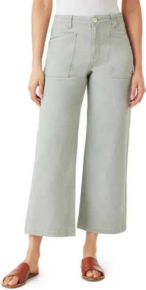WallFlower Women's Fearless Curvy Wide Leg High-Rise Juniors 27" Ankle Denim and Twill Pants