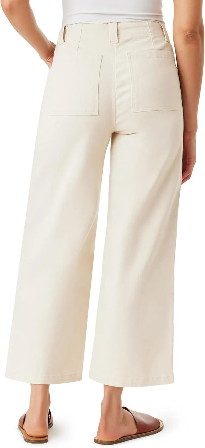 WallFlower Women's Fearless Curvy Wide Leg High-Rise Juniors 27" Ankle Denim and Twill Pants