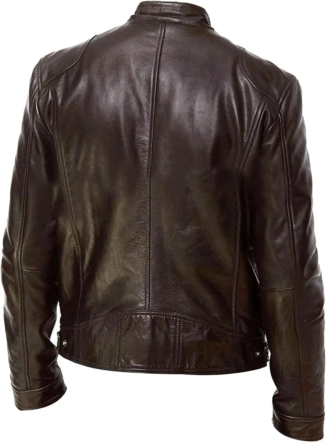 WENKOMG1 Faux Leather Motorcycle Jacket For Men,Windproof Jacket Long Sleeve Zipper Closure Sports Jacket Winter Coat