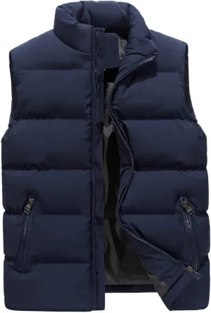 WENKOMG1 Winter Puffer Vest For Men,Lightweight Packable Ski Vest Zip Up Sleeveless Water Resistant Outerwear