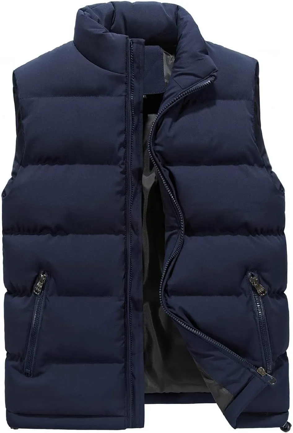 WENKOMG1 Winter Puffer Vest For Men,Lightweight Packable Ski Vest Zip Up Sleeveless Water Resistant Outerwear