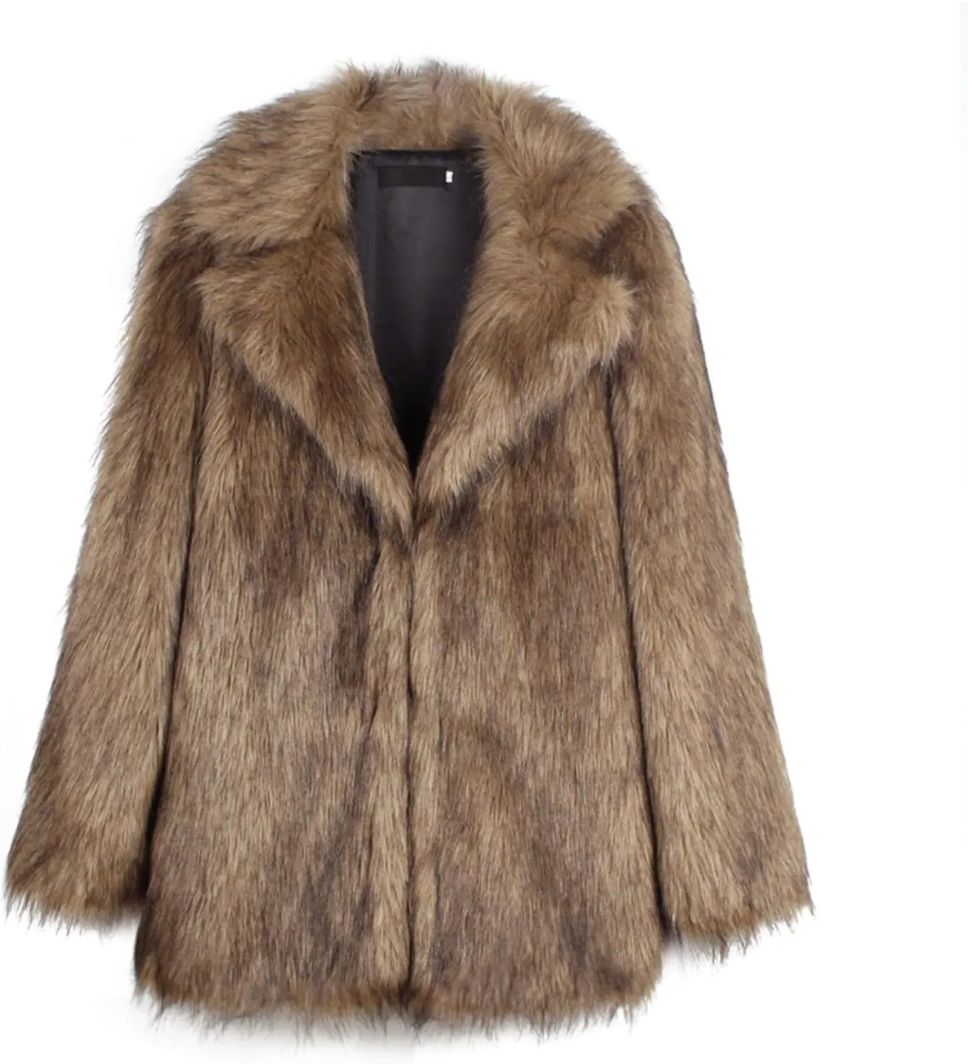 White Faux Fur Coat For Women Mid Length Hooded Cardigan Open Front Outerwear Winter Warm Coats Fur Jackets For