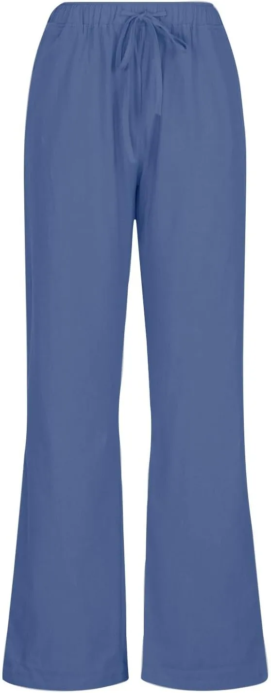 Wide Leg Trousers for Women 2024 Plus Size Drawstring High Elastic Waist Casual Pants Loose Fit Straight Summer Items