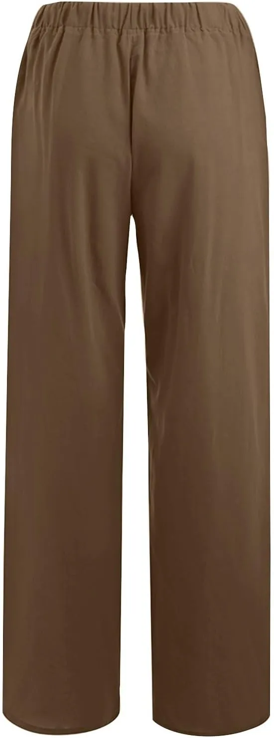 Wide Leg Trousers for Women 2024 Plus Size Drawstring High Elastic Waist Casual Pants Loose Fit Straight Summer Items