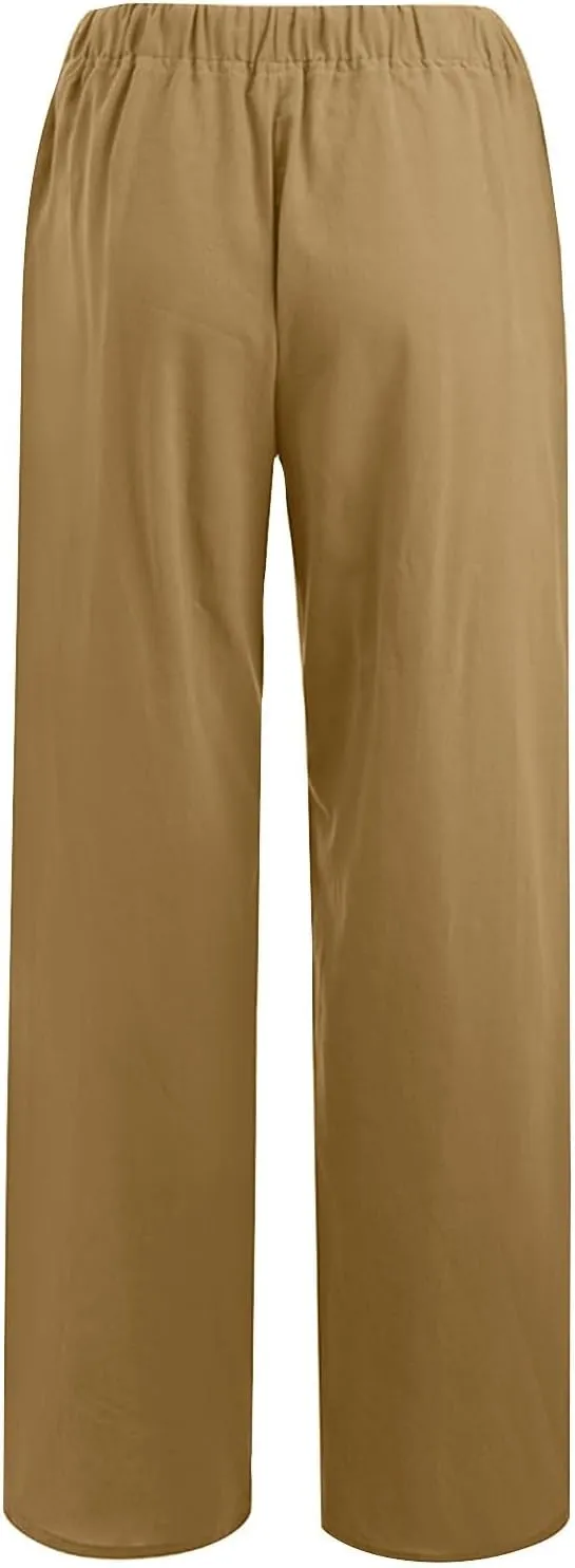 Wide Leg Trousers for Women 2024 Plus Size Drawstring High Elastic Waist Casual Pants Loose Fit Straight Summer Items